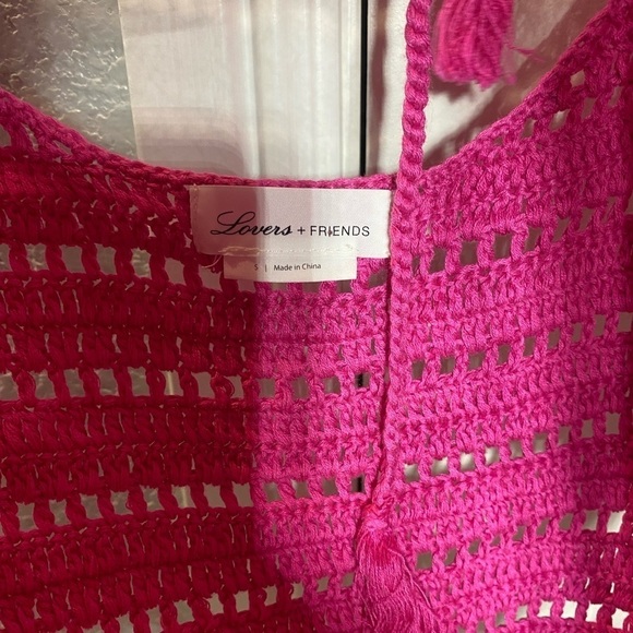 Lovers + Friends Crochet Open Back Tie Sweater pink - Picture 3 of 7